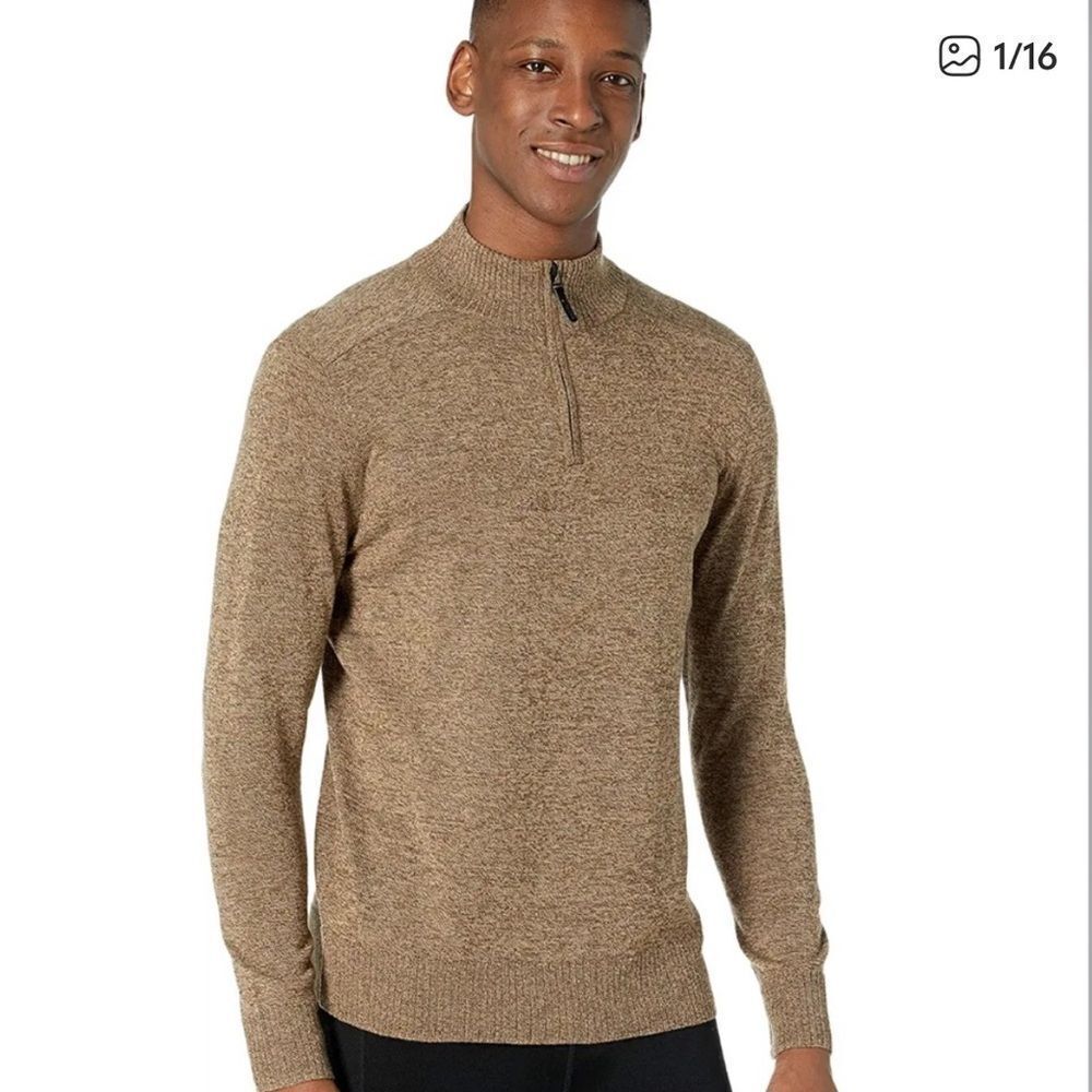 Smartwool Sparwood 1/2 Zip Wool Pullover Sweater Heathered Brown